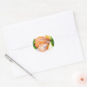 bord met garnalen close-up ronde sticker (Envelop)