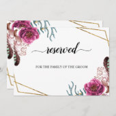 Bord met gereserveerde zitplaatsen voor trouwfeest kaart (Voorkant / Achterkant)