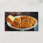 Bord met gespleten brood en mesjes visitekaartje (Achterkant)