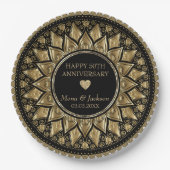 Bord met gouden en zwarte Floral Mandala (Voorkant)