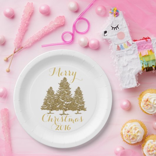 Bord met gouden kerstbomen (Feest)