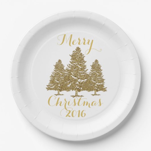 Bord met gouden kerstbomen (Voorkant)