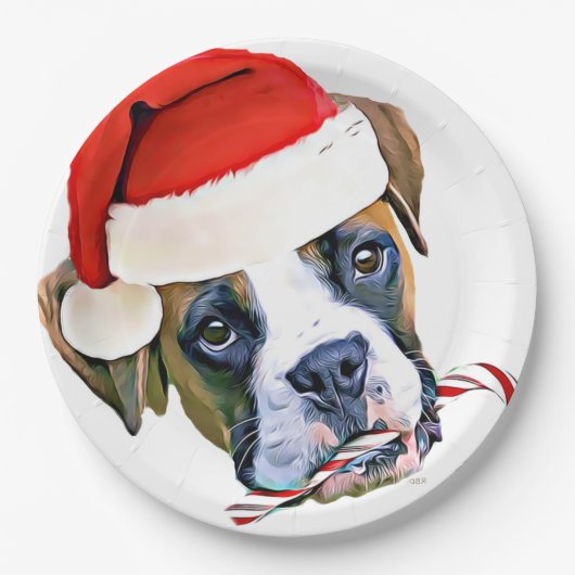 Bord met kerstboxer (Voorkant)