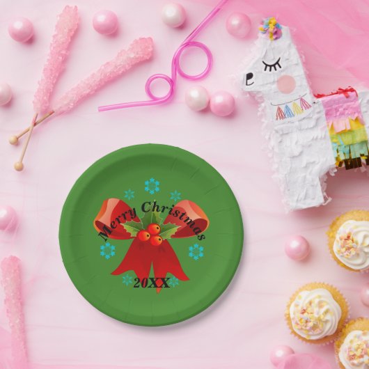 Bord met kerstfeest (Rood kerstlint) (Feest)