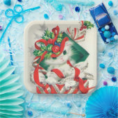 Bord met kerstretro-kattefeest (Feest)