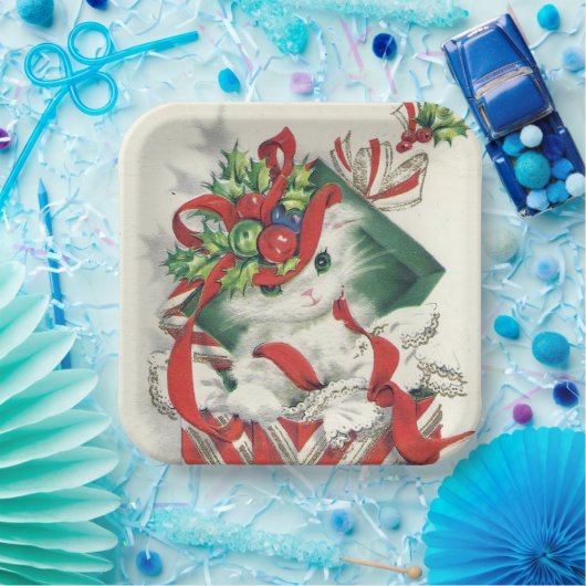 Bord met kerstretro-kattefeest (Feest)