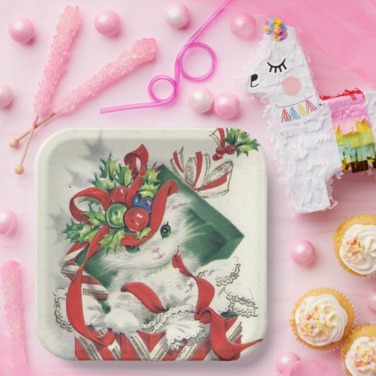 Bord met kerstretro-kattefeest (Feest)