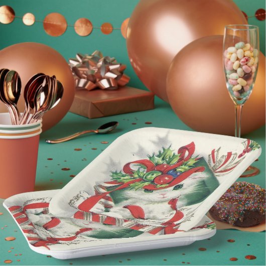 Bord met kerstretro-kattefeest (Multi)
