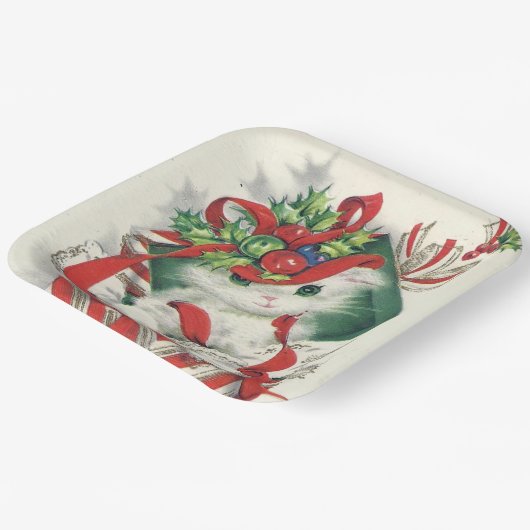 Bord met kerstretro-kattefeest (Gebogen)