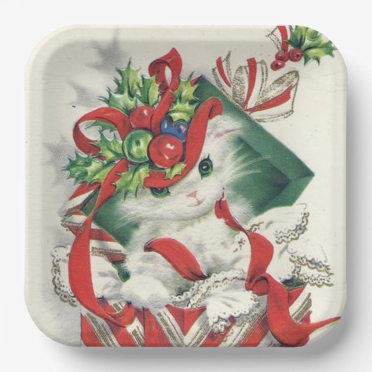 Bord met kerstretro-kattefeest (Voorkant)