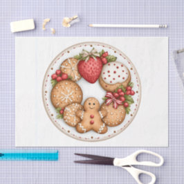 Bord met koekjes klok gezicht tissuepapier