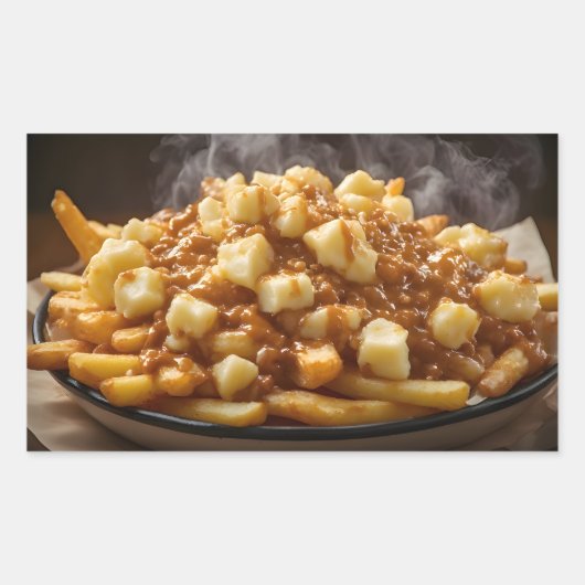 Bord met Poutine Rechthoekige Sticker (Voorkant)