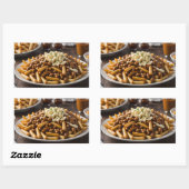Bord met Poutine Rechthoekige Sticker (Vel)
