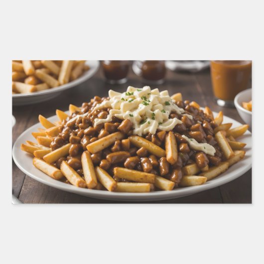 Bord met Poutine Rechthoekige Sticker (Voorkant)