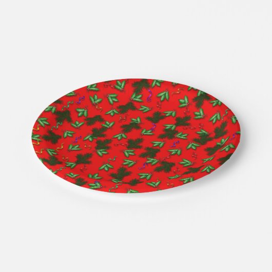 Bord met rode en groene kerst Holly Pattern (Gekanteld)