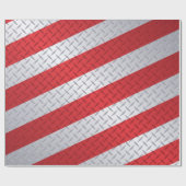 Bord met rode en stalen kerstband cadeaupapier (Vlak)