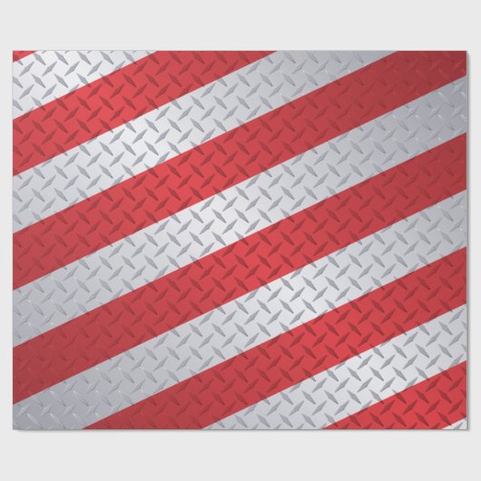 Bord met rode en stalen kerstband cadeaupapier (Vlak)