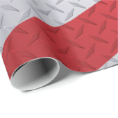 Bord met rode en stalen kerstband cadeaupapier (Rol Hoek)