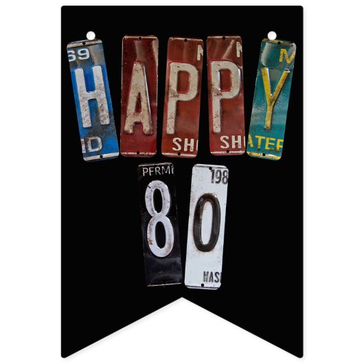 bord met roestvrij rijbewijs 80e verjaardag vlaggetjes (Derde vlag)