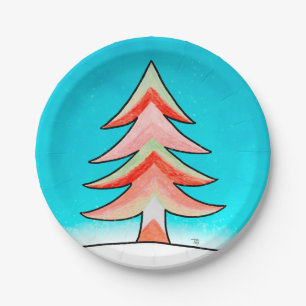 Bord met rood en groen kerstboompapier