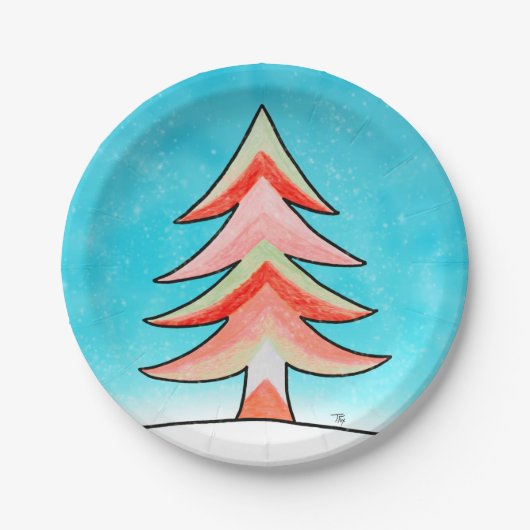 Bord met rood en groen kerstboompapier (Voorkant)