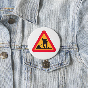 Bord met tekst 'Wegwerkzaamheden Vooruit' Construc Ronde Button 7,6 Cm