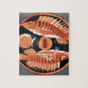 Bord met twee vissoorten, 350 v.Chr. (keramisch) Legpuzzel