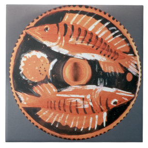 Bord met twee vissoorten, 350 v.Chr. (keramisch) Tegeltje