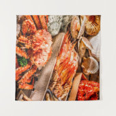 Bord met zeehondenkeuken als zeegrootte wandkleed (Voorkant (horizontaal))