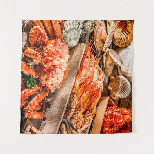 Bord met zeehondenkeuken als zeegrootte wandkleed (Voorkant (horizontaal))