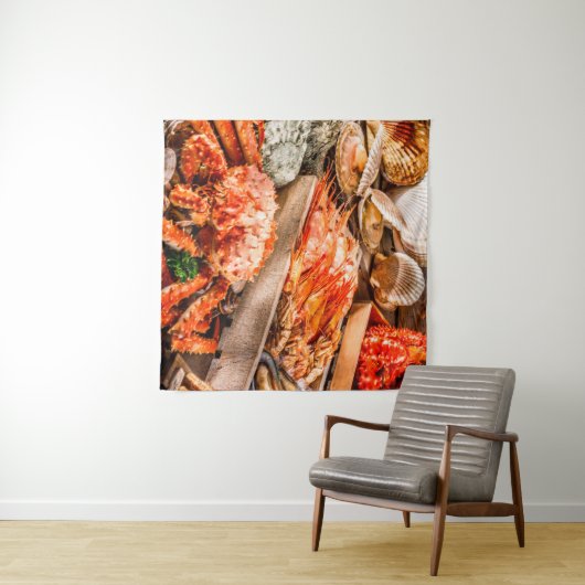 Bord met zeehondenkeuken als zeegrootte wandkleed (In Situ (horizontaal))