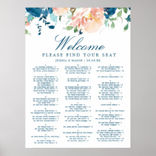 Bord met zitplaatsen voor bloemend huwelijksfeest  poster