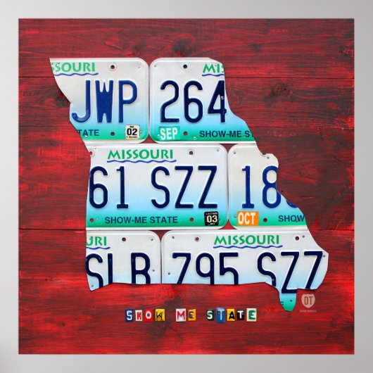 Bord Missouri License Map Poster (Voorkant)