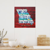 Bord Missouri License Map Poster (Keuken)