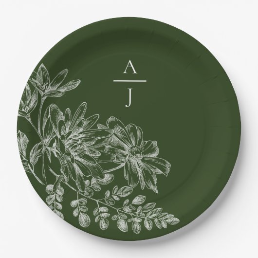 Bord modern groenboek Floral Monogram (Voorkant)
