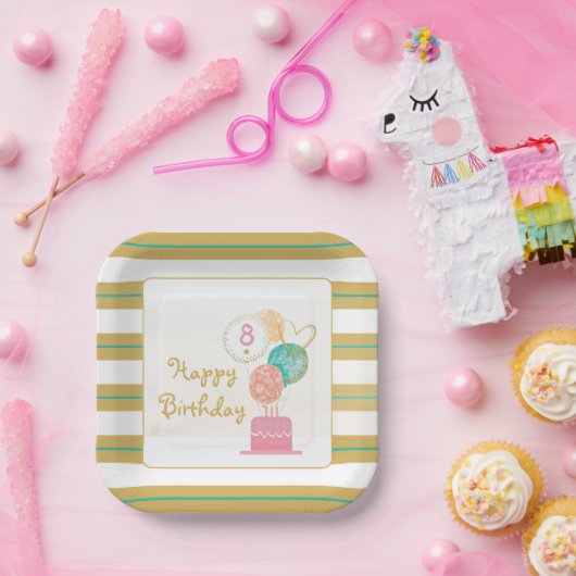 Bord modern meisje Chic Gold 8e verjaardag (Feest)