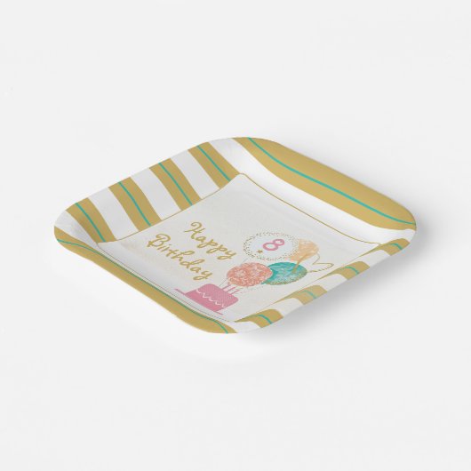 Bord modern meisje Chic Gold 8e verjaardag (Gebogen)