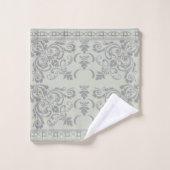 Bord Mosgroen met Grijs Bloeit Handdoek (Wasdoekje)