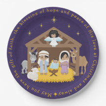 Bord multiculturele nativiteitsscènepapier