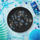 Bord muzieknoten en vakantieverlichting (Feest)