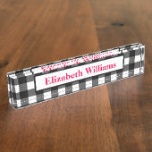 Bord Naam zwarte en witte buffelcontrole Naambordje (Zijkant)