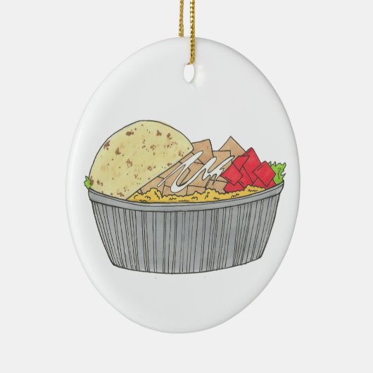 Bord NYC Halal Cart Keramisch Ornament (Rechts)