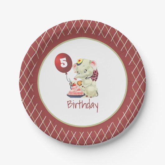 Bord  olifant Birthday Paper (Voorkant)