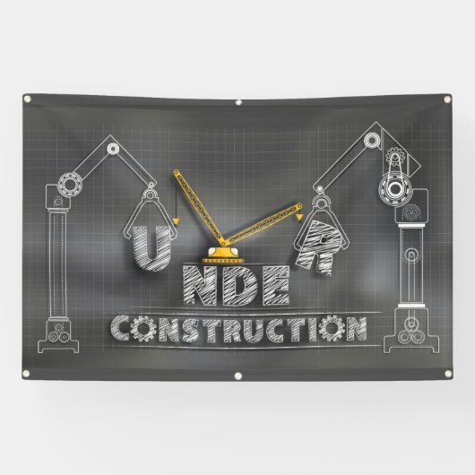 Bord 'Onder Constructie' op krijtbord banner (Horizontaal)