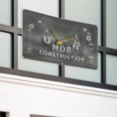 Bord 'Onder Constructie' op krijtbord banner (Buitenkant Gebouw)