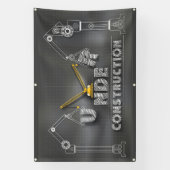 Bord 'Onder Constructie' op krijtbord banner (Verticaal)