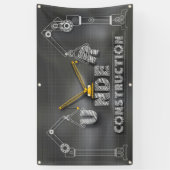 Bord 'Onder Constructie' op krijtbord banner (Verticaal)