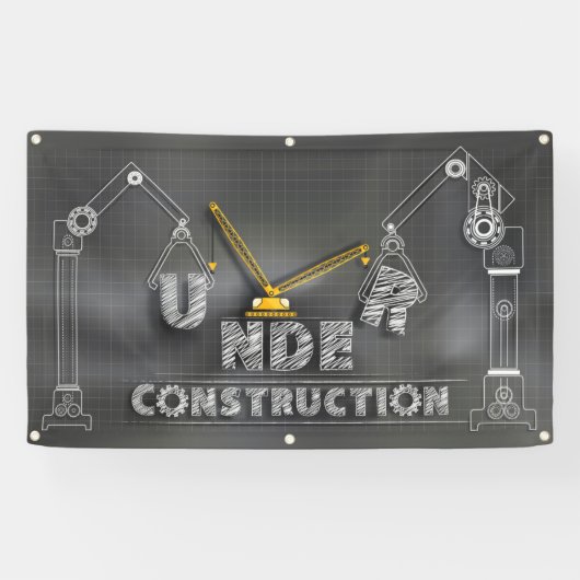 Bord 'Onder Constructie' op krijtbord banner (Horizontaal)