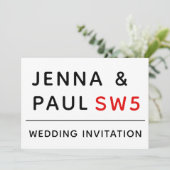 BORD OP DE LONDENSE STRAAT | HUWELIJKSUITNODIGING SAVE THE DATE (Staand voorkant)