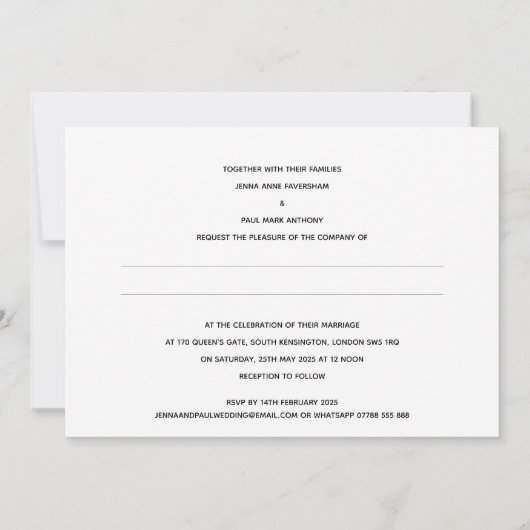 BORD OP DE LONDENSE STRAAT | HUWELIJKSUITNODIGING SAVE THE DATE (Achterkant)